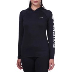 CAMISETA FEMININA MANGA LONGA COM CAPUZ DRY FPS 50 AURORA PRETO 320430010 COLUMBIA