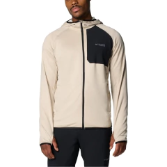 JAQUETA MASCULINA FLEECE TRIPLE CANYON GRID TITANIUM FULL ZIP C/ CAPUZ BEGE E PRETO AO0861-278 COLUMBIA