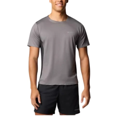CAMISETA MASCULINA MANGA CURTA DRY THREE PITCH CREW CINZA ESCURO AO4954-023 COLUMBIA