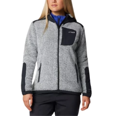 JAQUETA FEMININA SHERPA ARCTIC CREST TITANIUM FULL ZIP CINZA E PRETO AK8804-100 COLUMBIA