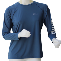 CAMISETA FEMININA MANGA LONGA DRY FPS 50 AURORA SURF BLUE 320431464 COLUMBIA
