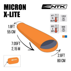 SACO DE DORMIR MICRON REGULAR +8C+5C AZUL/PRETO NAUTIKA na internet