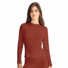 BLUSA FEMININA SEGUNDA PELE BÁSICA MARROM TERRA 118102M ALMA