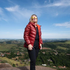 JAQUETA FEMININA PUFFER DOUBLE C/ CAPUZ PATAGÔNIA VERMELHO E LARANJA 12024I51 KAILASH - Terratop Aventura