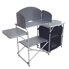 MESA COM ARMÁRIO DE COZINHA DOBRÁVEL DE ALUMÍNIO/MDF SERENA BRANCA NAUTIKA