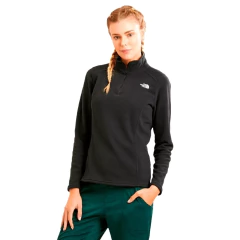 BLUSÃO FEMININO FLEECE 1/4 ZIP PULOVER GLACIER PRETO A019NJK3 THE NORTH FACE