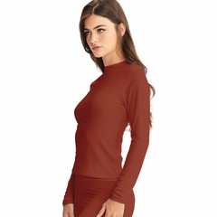 BLUSA FEMININA SEGUNDA PELE BÁSICA MARROM TERRA 118102M ALMA - comprar online