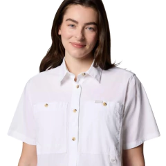 CAMISETA FEMININA MANGA CURTA DRY BREA FALLS WOVEN BRANCO AL5235-100 COLUMBIA na internet