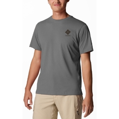 CAMISETA MASCULINA MANGA CURTA ALGODÃO CSC STACKED CINZA 321076052 COLUMBIA