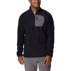 BLUSÃO MASCULINO FLEECE OUTDOOR TRACKS HALF ZIP PRETO E CINZA GREY AM0883-010 COLUMBIA