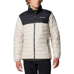 JAQUETA MASCULINA POWDER LITE II SEM CAPUZ BEGE E PRETO WO7155-278 COLUMBIA