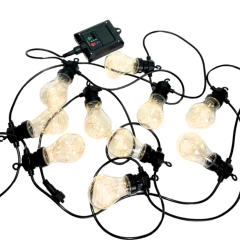 LUMINÁRIA PISCA PISCA LED CORDÃO LUMINOSO BOLA SOLAR BRANCO QUENTE 10 LÂMPADAS 5MTS MD