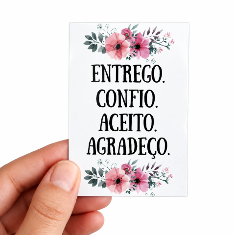 Ímã de Geladeira Entrego Confio Aceito Agradeço Flores 6x8,5cm