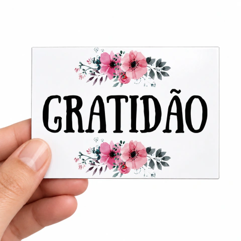 Ímã de Geladeira Gratidão com Flores 8,5x6cm