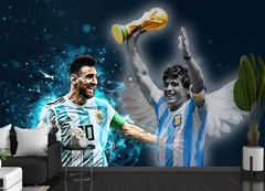 VINILOS PARA PARED MESSI Y MARADONA CAMPEONES