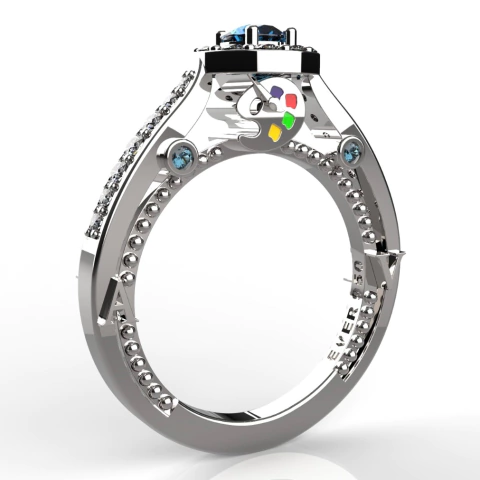 Anel Artes Visuais - Prata 950 com Rhodium branco - Col. Imperial