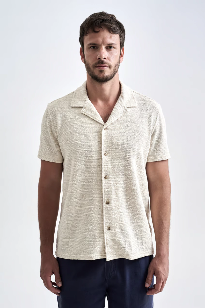 Camisa Austral Porto Rico Manga Curta Off White