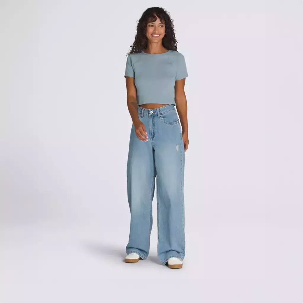 Calça VANS Sirelle Distressed Puddle Ss Stone Wash Blue