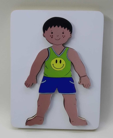 Encastre nene - Encastre figura de niño en placa de madera - Terrame