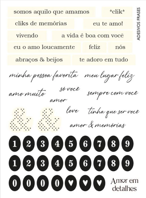 Adesivos frases e números