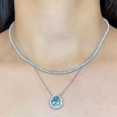 Colar Prata 925 Gota G Topázio Sky e Topázios Incolores na internet