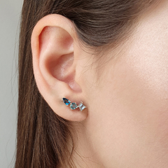 Brinco Prata 925 Mini Earcuff Apatita e Topázios - comprar online