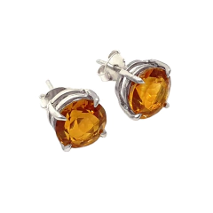 Brinco Prata 925 Citrino Laranja 8mm - comprar online