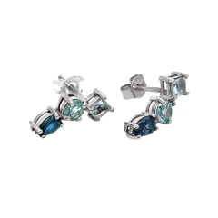 Brinco Prata 925 Mini Earcuff Apatita e Topázios