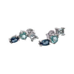 Brinco Prata 925 Mini Earcuff Apatita e Topázios na internet