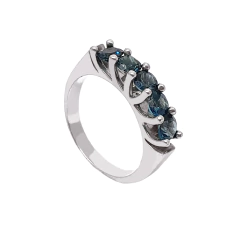 Anel Boreale Prata 925 Meia Aliança Topázios London