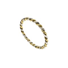 Anel Ouro 18k 750 Aro Torcido Dois Tons