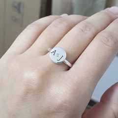 Anel Prata 925 Personalizado Iniciais + Pedra - comprar online