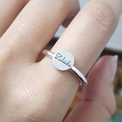 Anel Prata 925 Personalizado Medalha Nome - Boreale Joias