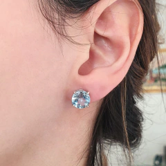 Brinco Prata 925 Topázio Sky 8mm - comprar online