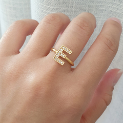 Anel Ouro 18k Personalizado Inicial de Diamantes - comprar online