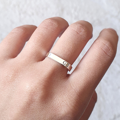 Anel Prata 925 Personalizado Slim Inicial - loja online