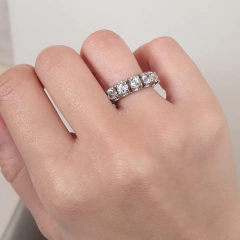 Anel Prata 925 Aliança Inteira G Topázio Incolor - comprar online