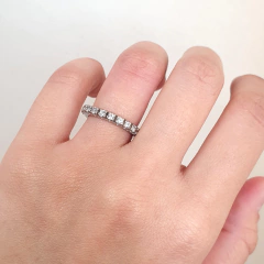 Anel Prata 925 Aliança Inteira P Topázio Incolor - comprar online