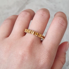 Anel Prata 925 Aliança Inteira M Citrinos - comprar online