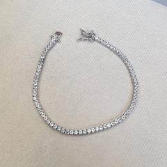 Pulseira Prata 925 Riviera 2mm Topázios Incolores - Boreale Joias