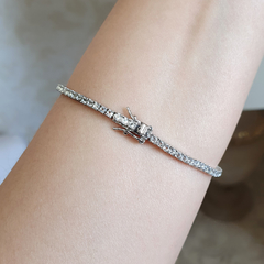 Pulseira Prata 925 Riviera 2mm Topázios Incolores na internet