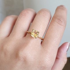 Anel Prata 925 Solitário M com Citrino 7mm - comprar online