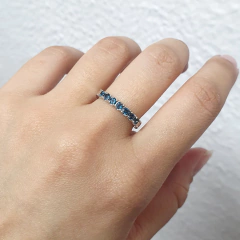 Anel Prata 925 Meia Aliança P Topázios London - comprar online