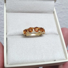 Anel Prata 925 Meia Aliança G com Citrinos Laranjas na internet