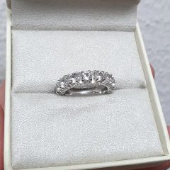 Imagem do Anel Prata 925 Aliança Inteira G Topázio Incolor