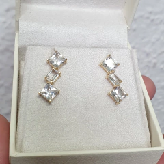 Brinco Ouro 18k Earcuff Sandra com Topázios Incolores - comprar online