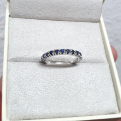 Anel Prata 925 Aliança Inteira P Safiras Azuis na internet