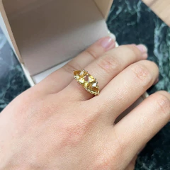 Anel Maria Ouro 18k com Citrinos Amarelos - loja online