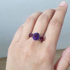 Anel Charlotte G Prata 925 Ametista + Rodolitas na internet
