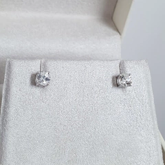 Brinco Ouro 18k Ponto de Luz Safiras Brancas 4,5mm - Boreale Joias